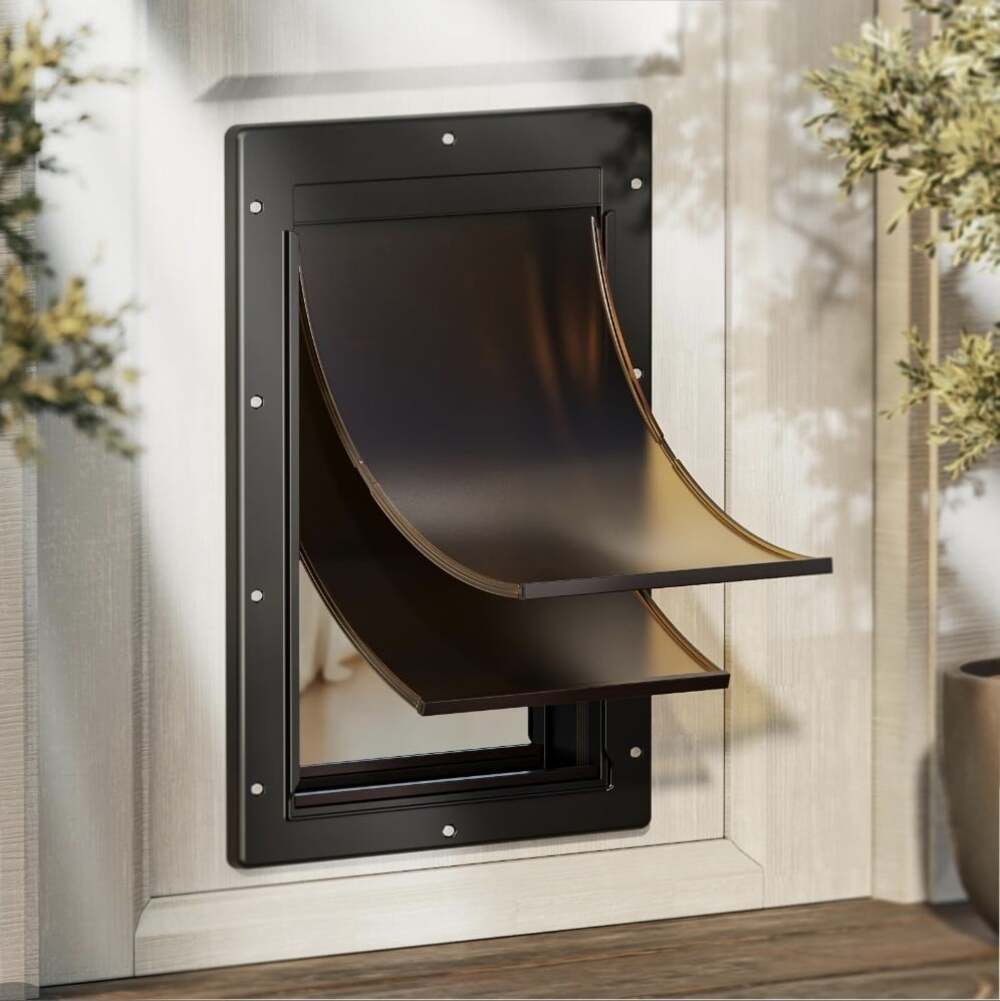Petcoming Wall Dog Door Large Black Insulated 3-Flap Magnetic Pet Door New